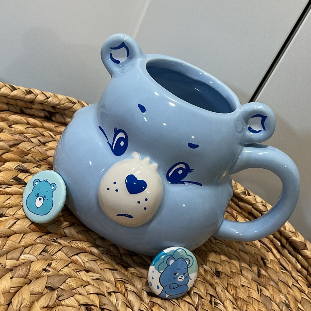 Care Bears 3 Piece Bundle – Grumpy Bear Mug + 2 Enamel Pins – New